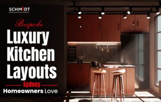 Bespoke luxury kitchen layout in Sydney featuring island bench, sleek cabinetry, quartz benchtops and premium finishes for modern luxury kitchens interiors.